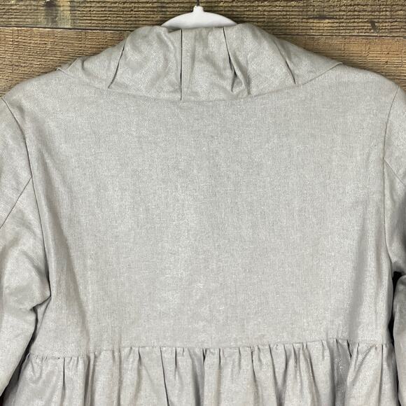 Kensie Silver Cropped Sleeve Linen Dress Coat Peplum Jacket Size 6 - Picture 10 of 11